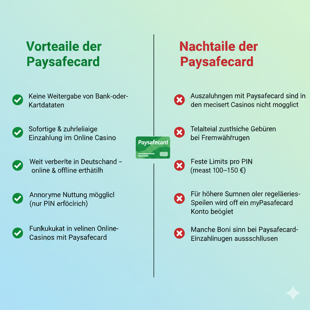 Vorteile und Nachteile von Paysafecard im Casino
